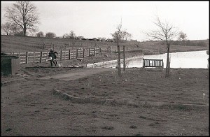 View of cut end, Snarestone with first seat in place, 1981. 